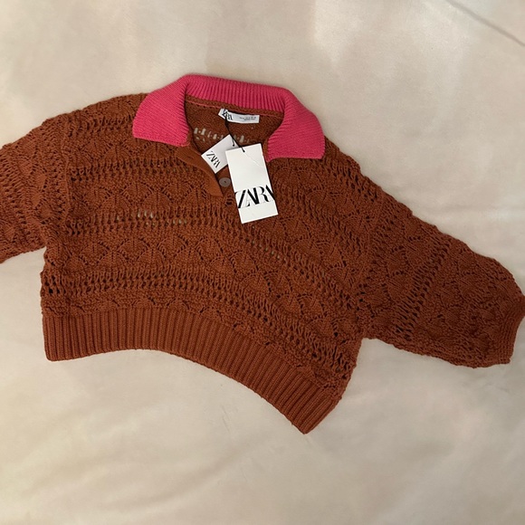 New ZARA POINTELLE KNIT CROP TOP - M - Picture 6 of 6